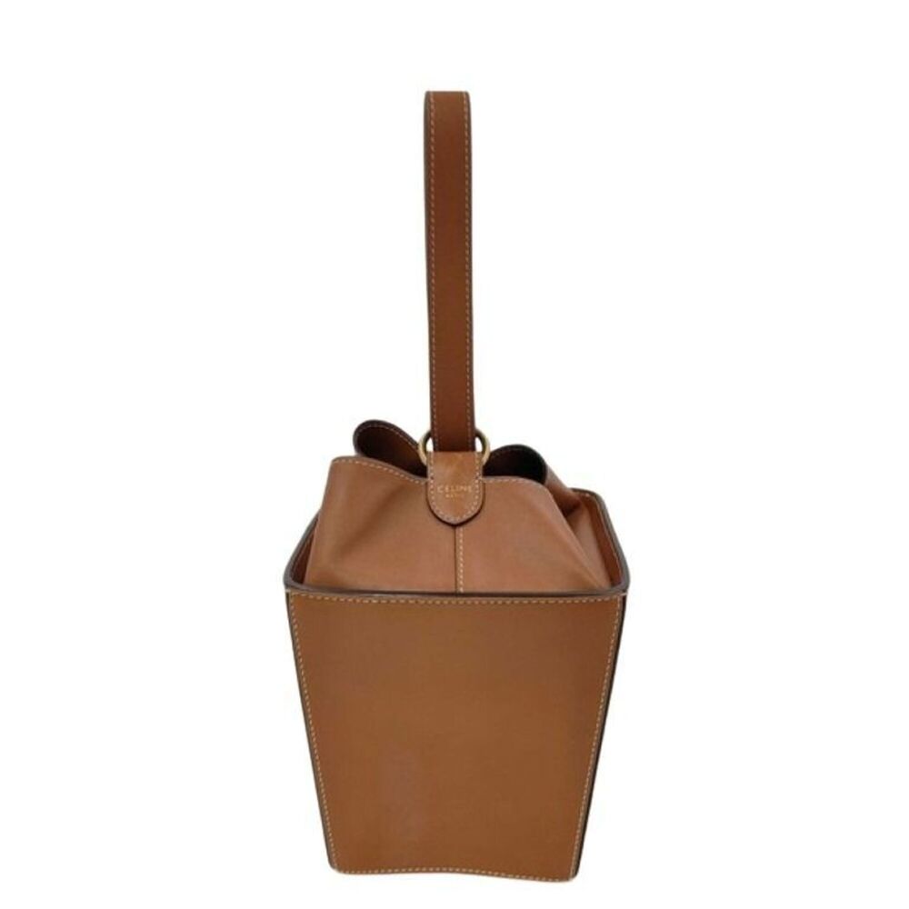 CELINE Strap Box Handbag, Brown Leather, Women's